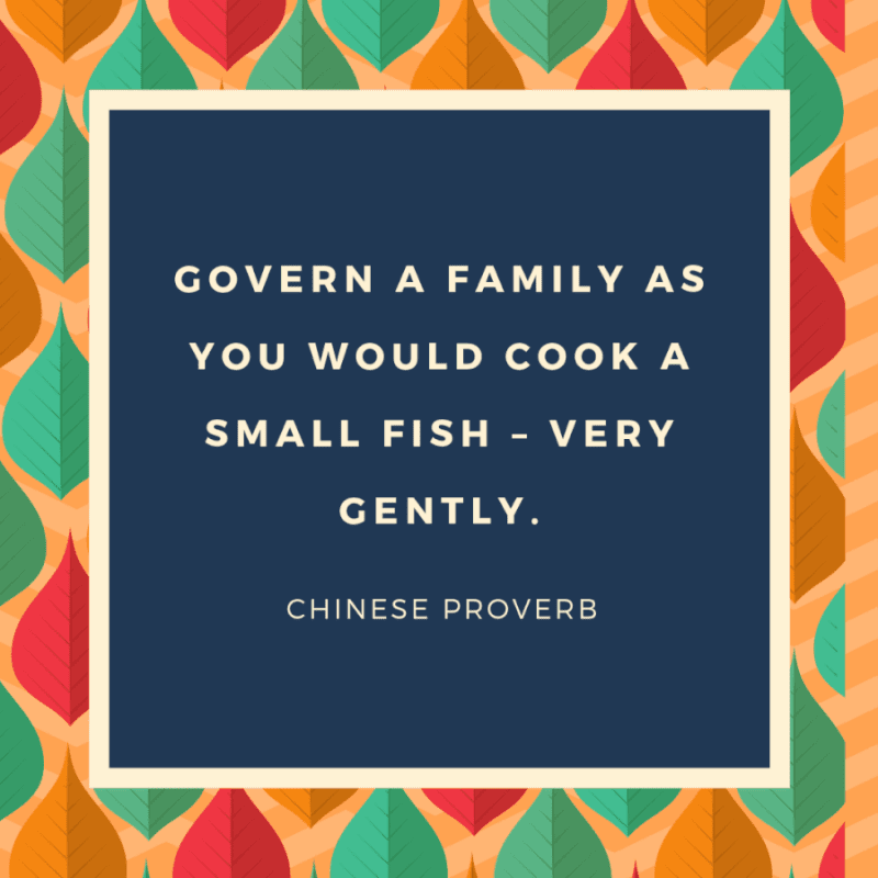 Govern a family as you would cook a small fish – very gently. - 75 Quotes About The Meaning of Having Family (BEST REMINDERS)