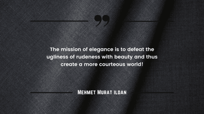 The mission of elegance is to defeat the ugliness of rudeness with beauty and thus create a more courteous world 1 - 36 Elegant Quotes show the True Beauty from Physic and Heart