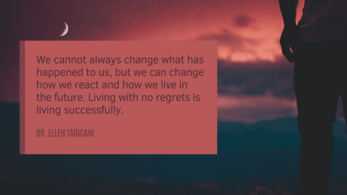 We cannot always change what has happened to us but we can change how we react and how we live in the future. Living with no regrets is living successfully. - 60 Quotes on Regret in Life will Open Your Eyes