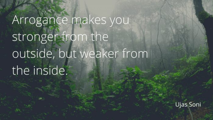 Arrogance makes you stronger from the outside but weaker from the inside. - 40 Quotes About Arrogance That Will Open Your Heart