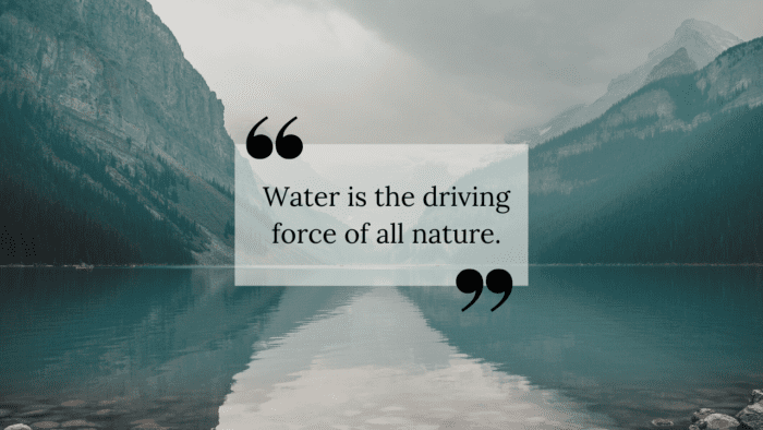 Water is the driving force of all nature - 10 Refreshing Quotes About Water